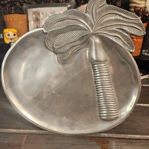Silver Palm Tree Decorative Plate 12 In X 14 In